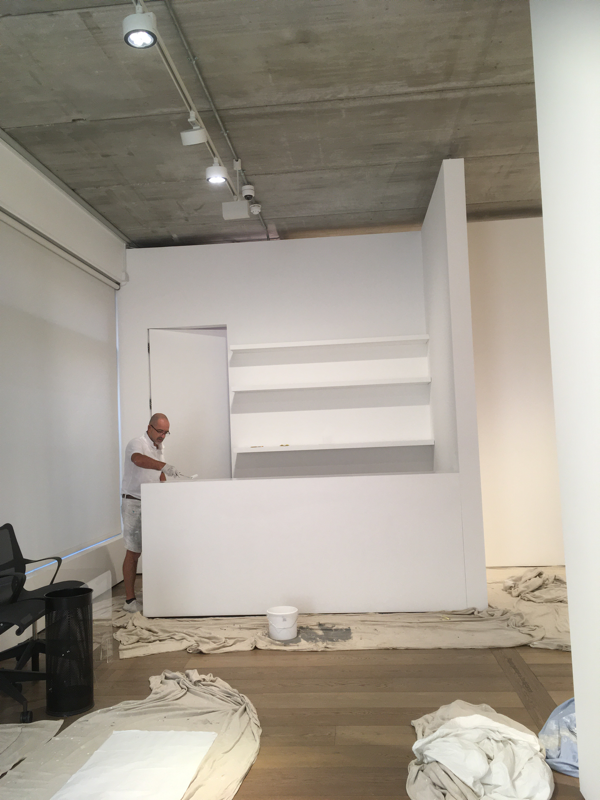 Painting the reception area of an art gallery